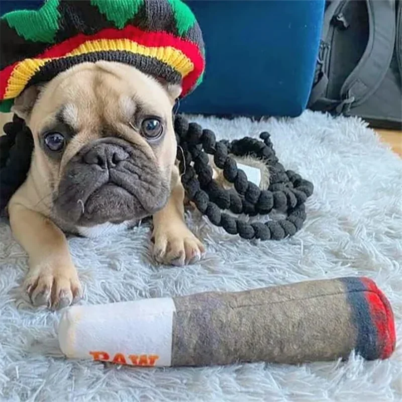 Cigar Squeaky Plush Dog Toy