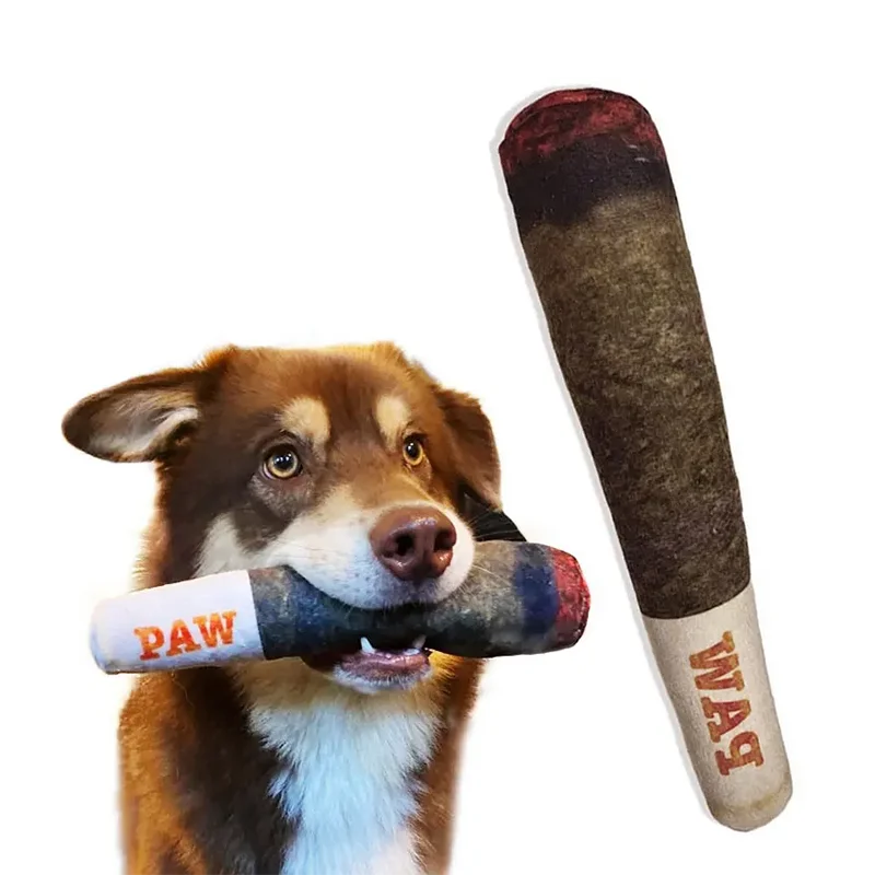 Cigar Squeaky Plush Dog Toy