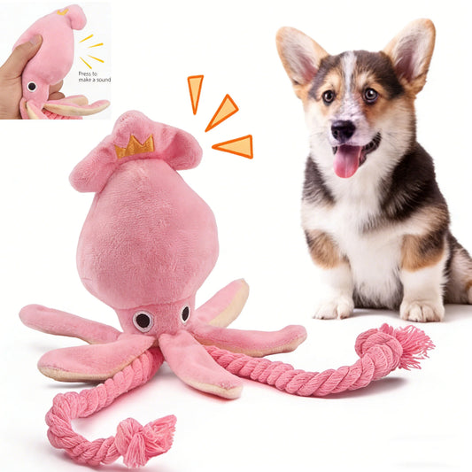 Squeaky Cotton Rope Octopus Toy