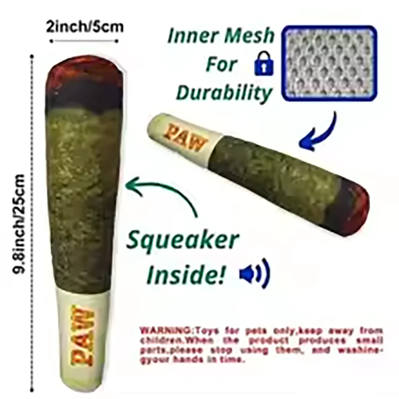 Cigar Squeaky Plush Dog Toy