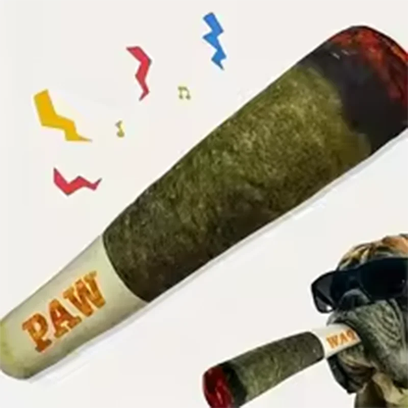 Cigar Squeaky Plush Dog Toy