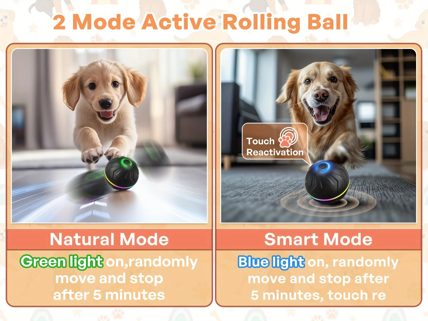 Interactive Rolling Light-Up Dog Toy