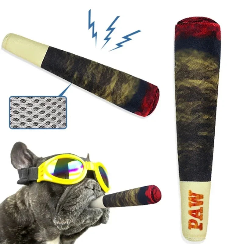 Cigar Squeaky Plush Dog Toy